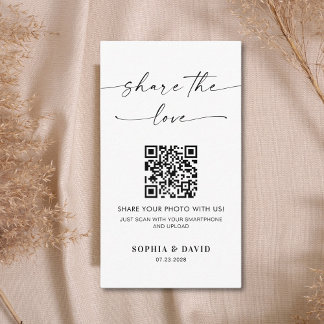 Modern Wedding Photos Share The Love QR Code Enclosure Card