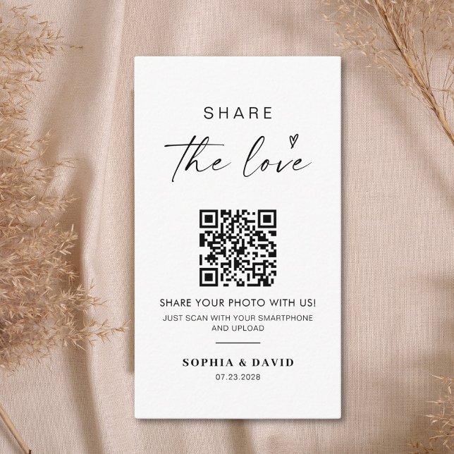 Modern Wedding Photos Share the love QR Code Enclosure Card (Creator Uploaded)