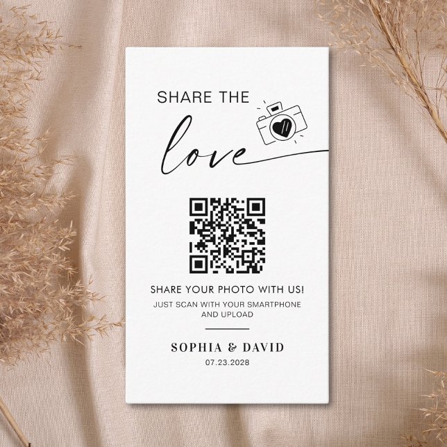 Modern Wedding Photos Share the love QR Code Enclosure Card (Creator Uploaded)