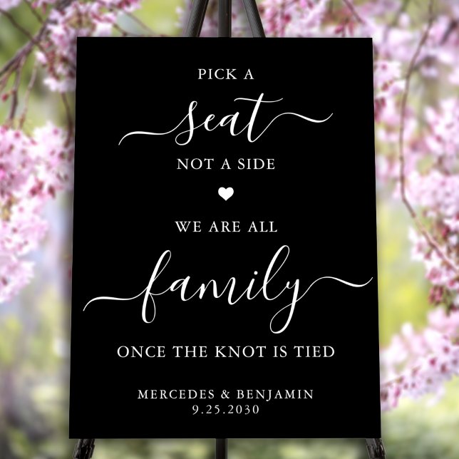 Modern Wedding Pick A Seat Not A Side Personalized Foam Board (Creator Uploaded)