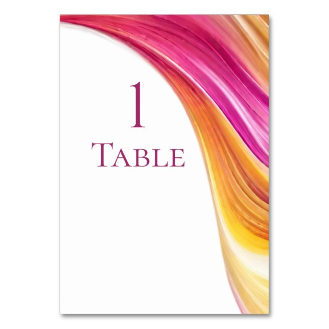 Modern Wedding-Pink Orange Yellow- Table Number (Front)