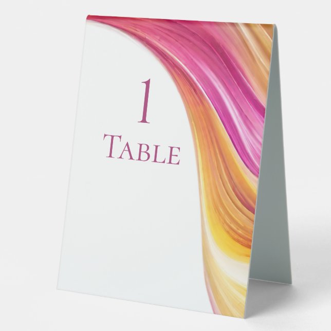 Modern Wedding-Pink Orange Yellow- Table Tent (Front)