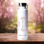 Modern Wedding Pink Wild Flowers Water Bottle