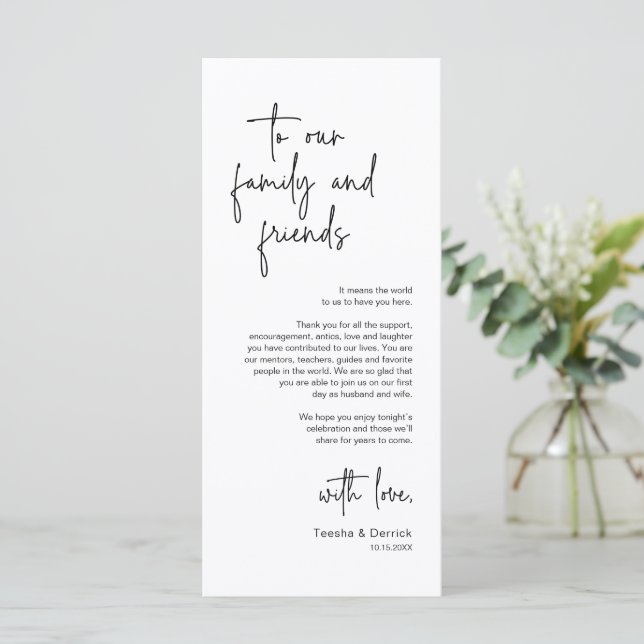 Modern Wedding Place Setting Dinner Thank You Card (Standing Front)