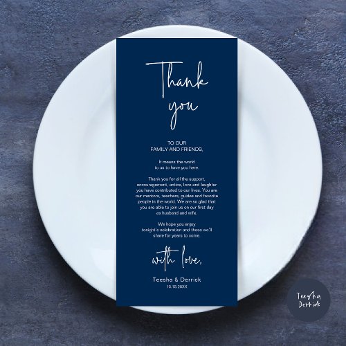 Modern Wedding Place Setting Dinner Thank You Card