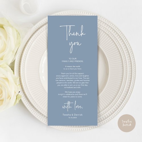 Modern Wedding Place Setting Dinner Thank You Card