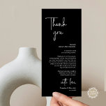 Modern Wedding Place Setting Dinner Thank You Card<br><div class="desc">This is the Place Setting Thank You Cards, in modern romantic classy script, in black themed. Share the love and show your appreciation to your guests, when they sit down at their seat and read this personalised charming thank you place setting card. It's a wonderful way to kick off your...</div>