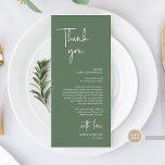 Modern Wedding Place Setting Dinner Thank You Card<br><div class="desc">This is the Place Setting Thank You Cards, in modern romantic classy script, in forest sage green themed. Share the love and show your appreciation to your guests, when they sit down at their seat and read this personalised charming thank you place setting card. It's a wonderful way to kick...</div>