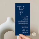 Modern Wedding Place Setting Dinner Thank You Card<br><div class="desc">This is the Place Setting Thank You Cards, in modern romantic classy script, in Navy Blue themed. Share the love and show your appreciation to your guests, when they sit down at their seat and read this personalised charming thank you place setting card. It's a wonderful way to kick off...</div>