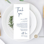 Modern Wedding Place Setting Dinner Thank You Card<br><div class="desc">This is the Place Setting Thank You Cards, in modern romantic classy script, in Navy Blue themed. Share the love and show your appreciation to your guests, when they sit down at their seat and read this personalised charming thank you place setting card. It's a wonderful way to kick off...</div>