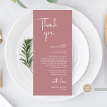 Modern Wedding Place Setting Dinner Thank You Card<br><div class="desc">This is the Place Setting Thank You Cards, in modern romantic classy script, in dusty rose pink themed. Share the love and show your appreciation to your guests, when they sit down at their seat and read this personalised charming thank you place setting card. It's a wonderful way to kick...</div>