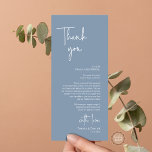 Modern Wedding Place Setting Dinner Thank You Card<br><div class="desc">This is the Place Setting Thank You Cards, in modern romantic classy script, in dusty blue themed. Share the love and show your appreciation to your guests, when they sit down at their seat and read this personalised charming thank you place setting card. It's a wonderful way to kick off...</div>