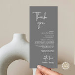 Modern Wedding Place Setting Dinner Thank You Card<br><div class="desc">This is the Place Setting Thank You Cards, in modern romantic classy script, in dark grey themed. Share the love and show your appreciation to your guests, when they sit down at their seat and read this personalised charming thank you place setting card. It's a wonderful way to kick off...</div>