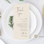 Modern Wedding Place Setting Dinner Thank You Card<br><div class="desc">This is the Place Setting Thank You Cards, in modern romantic classy script, in dark grey and cream themed. Share the love and show your appreciation to your guests, when they sit down at their seat and read this personalised charming thank you place setting card. It's a wonderful way to...</div>