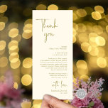 Modern Wedding Place Setting Dinner Thank You Card<br><div class="desc">This is the Place Setting Thank You Cards, in modern romantic classy script, in gold themed. Share the love and show your appreciation to your guests, when they sit down at their seat and read this personalised charming thank you place setting card. It's a wonderful way to kick off your...</div>