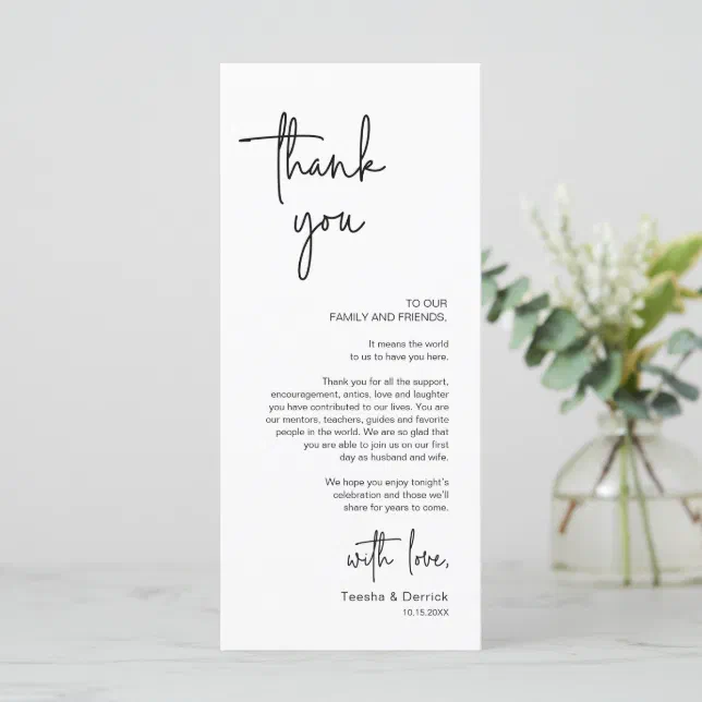 Modern Wedding Place Setting Dinner Thank You Card | Zazzle
