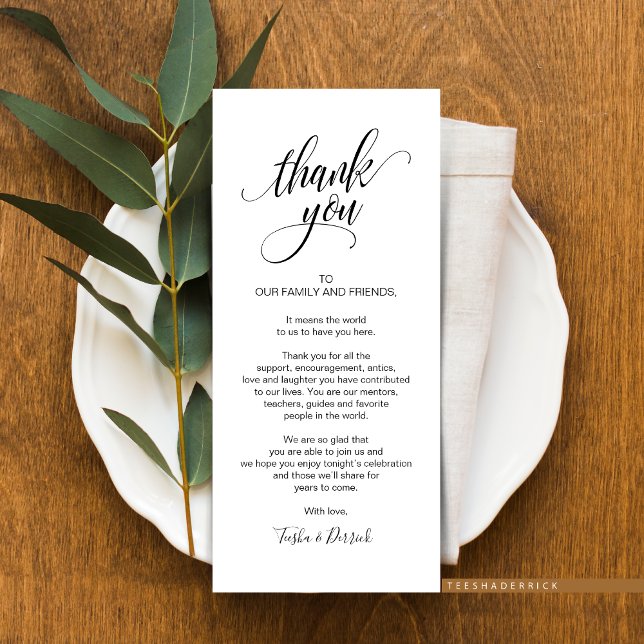 Modern Wedding Place Setting Thank You Card (Wedding Dinner Place Setting Thank You Card or for Post-Wedding Brunch, In Modern Classy Designs)