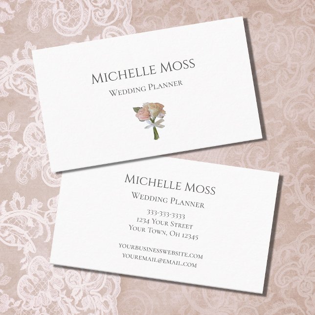 Modern Wedding Planner Blush Pink Roses Business Card (Creator Uploaded)