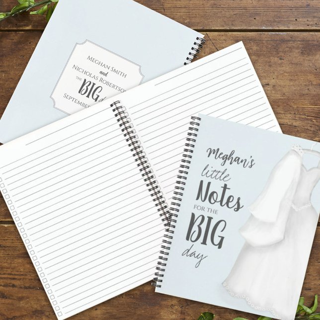 Modern Wedding Planner Personalized  Notebook (Blue wedding planner custom notebook.)