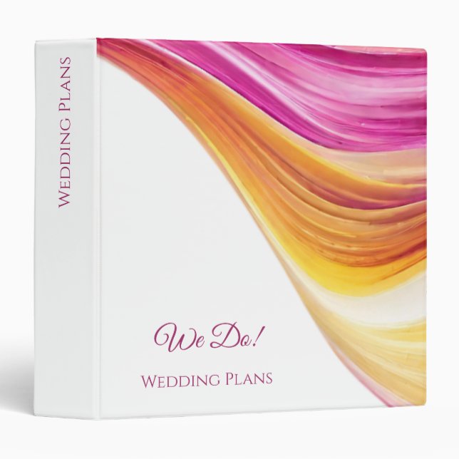 Modern Wedding Planner-Pink Orange Yellow- 3 Ring Binder (Front/Spine)