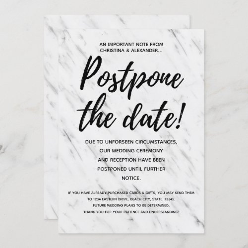 Modern Wedding Postponed Cancelled Postponement Invitation