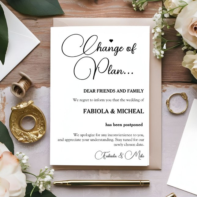 Modern wedding Postponed Wedding Reschedule  Invitation (Creator Uploaded)