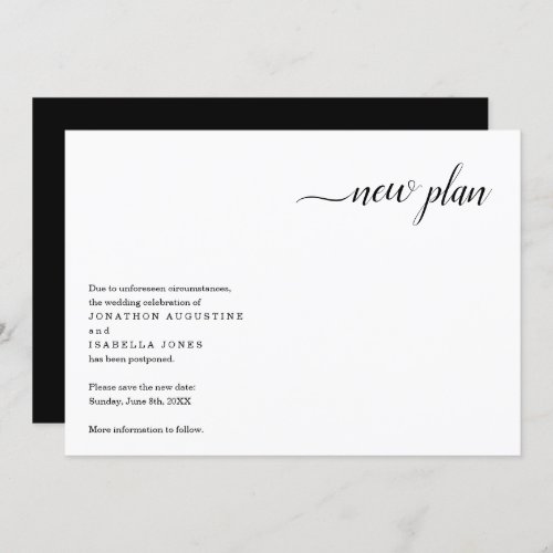 Modern Wedding Postponement Announcement - A modern and minimalist design for your wedding postponement announcement.