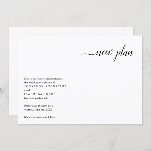 Modern Wedding Postponement Announcement - A modern and minimalist design for your wedding postponement announcement.