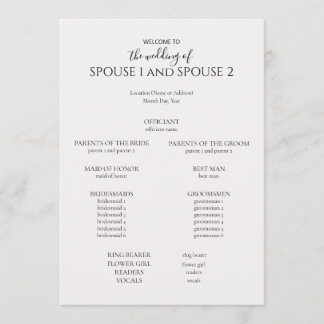 Modern Wedding Program