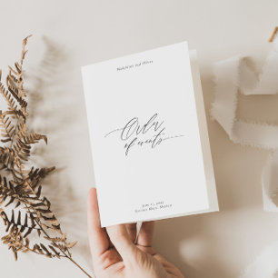 Modern wedding program booklet with timeline