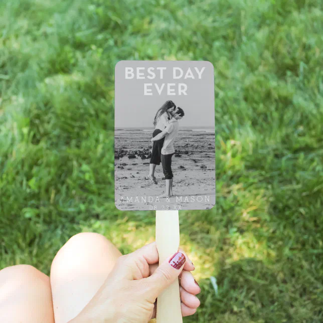 Modern Wedding Program Fans Best Day with Photo
