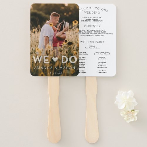 Modern Wedding Program Fans We Do with Photo