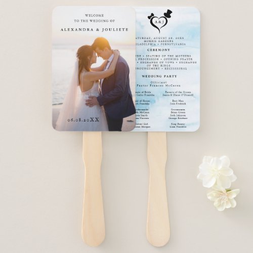 Modern Wedding Program Fans with Photo