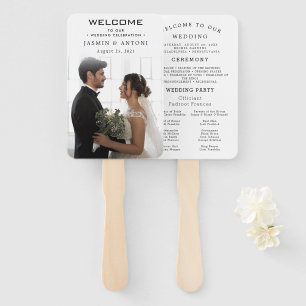 Modern Wedding Program Fans with Photo