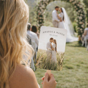 Modern Wedding Program Fans with Photo