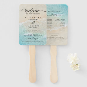 Modern Wedding Program Fans with Photo