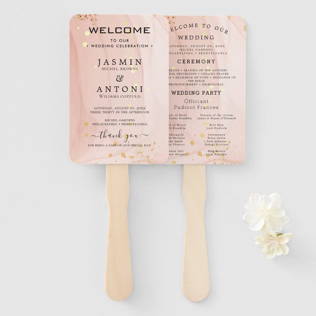 Modern Wedding Program  Hand Fan (Front and Back)