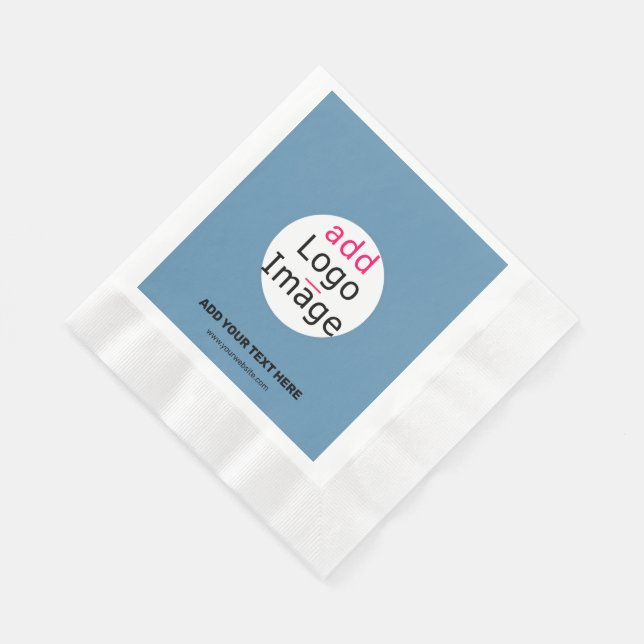 Modern Wedding Promo Customizable Dusty Blue Napkins (Corner)