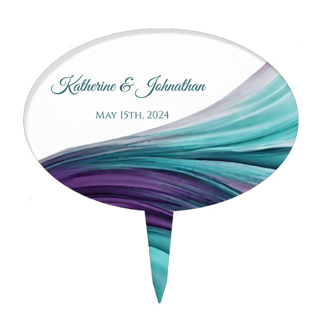 Modern Wedding-Purple and Teal- Cake Topper (Front)