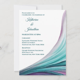 Modern Wedding-Purple and Teal Invitation