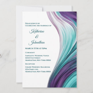 Modern Wedding-Purple and Teal Invitation