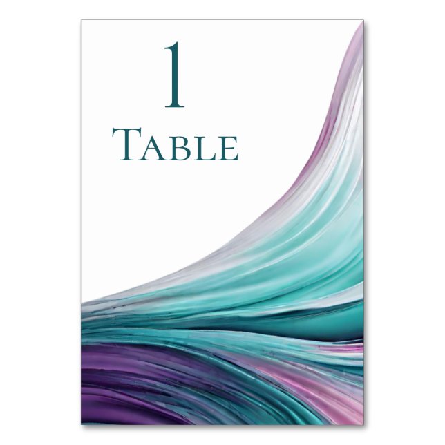 Modern Wedding-Purple and Teal- Table Number (Front)