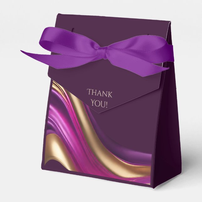 Modern Wedding-Purple Fuchsia and Gold- Favor Boxes (Front Side)