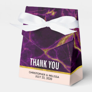Modern Wedding Purple & Gold Abstract Marble Favor Boxes