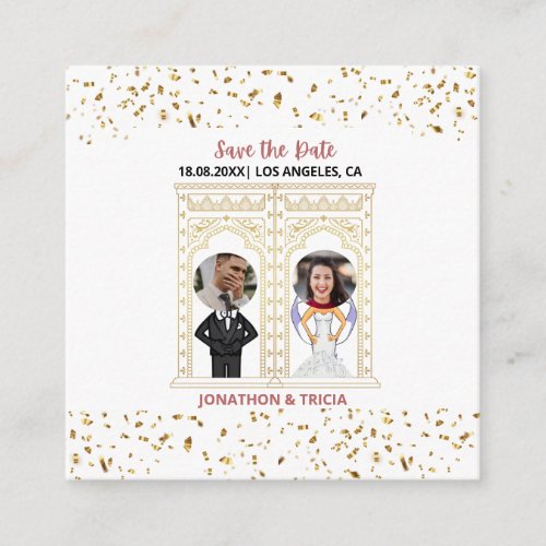 Modern Wedding QR Code Add Name Date Photo Website Enclosure Card