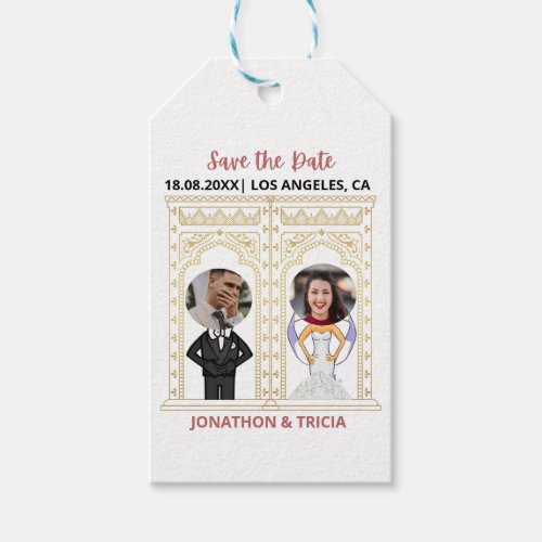 Modern Wedding QR Code Add Name Date Photo Website Gift Tags
