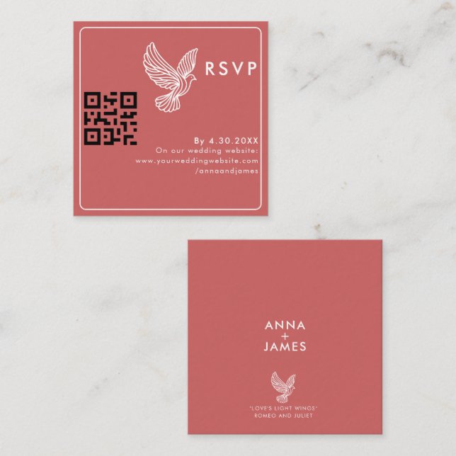 Modern Wedding QR Code Minimalist Elegant Quote  Enclosure Card (Front/Back)