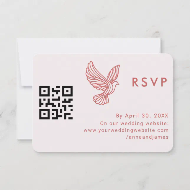 Modern Wedding QR Code Minimalist Elegant Quote RSVP Card