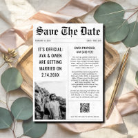 Modern Wedding QR Code Newspaper Style Photo
