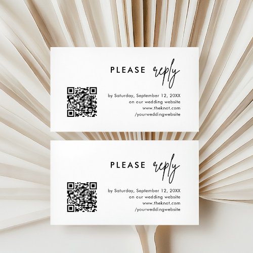 Modern Wedding QR Code Respond RSVP Enclosure Card